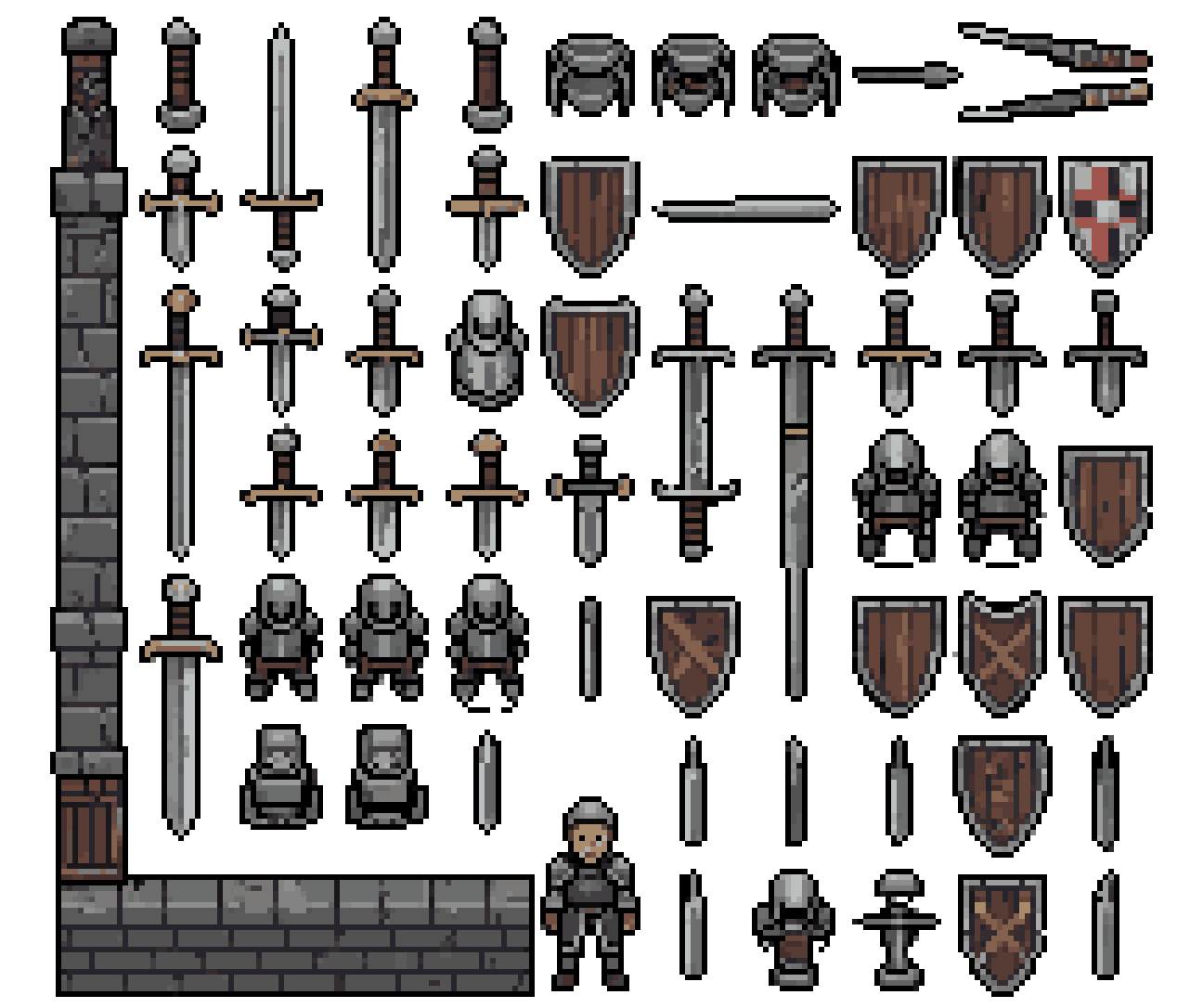 Old Medieval Armory with Weapons pixel art
