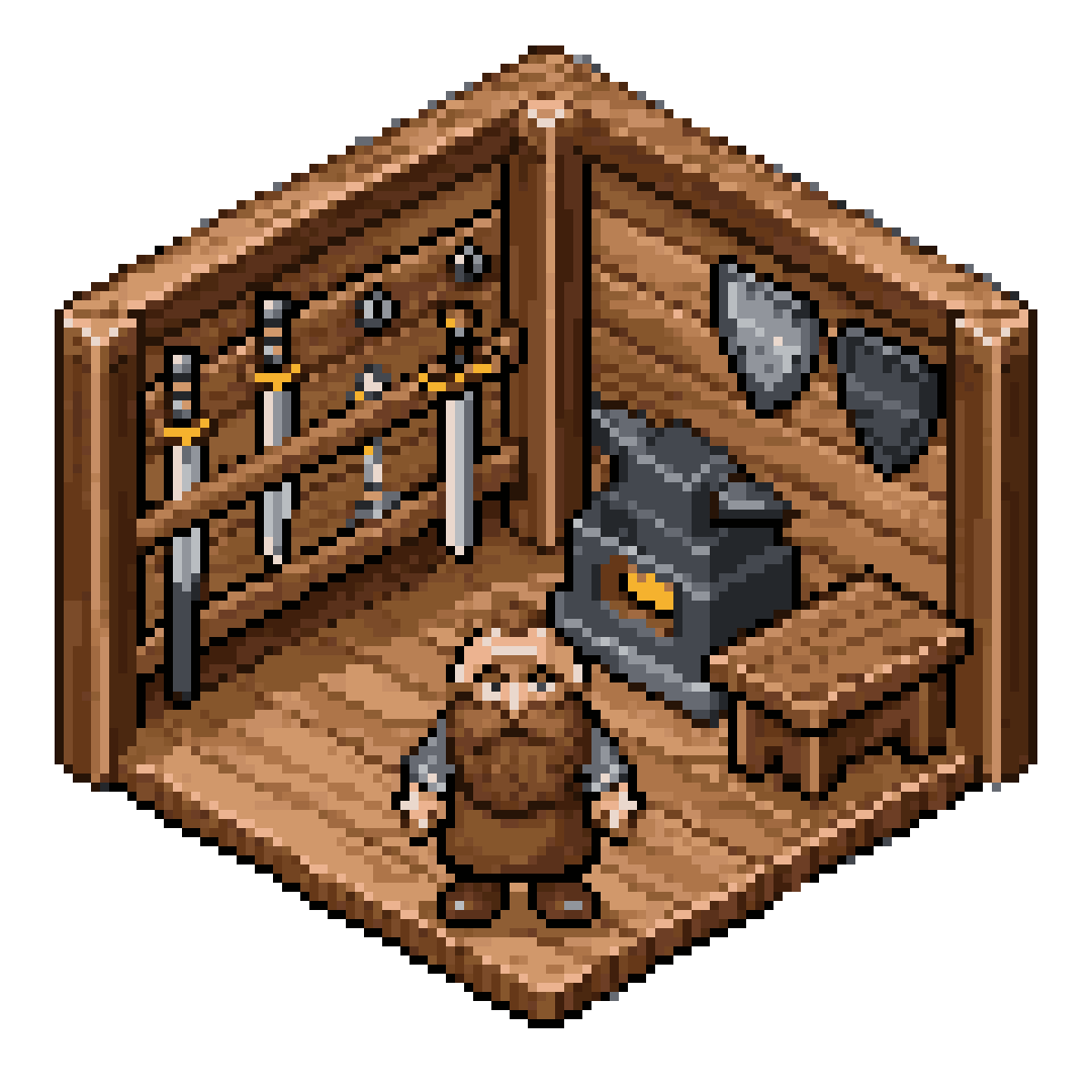 Seamless top-down pixel-art wooden plank pixel art
