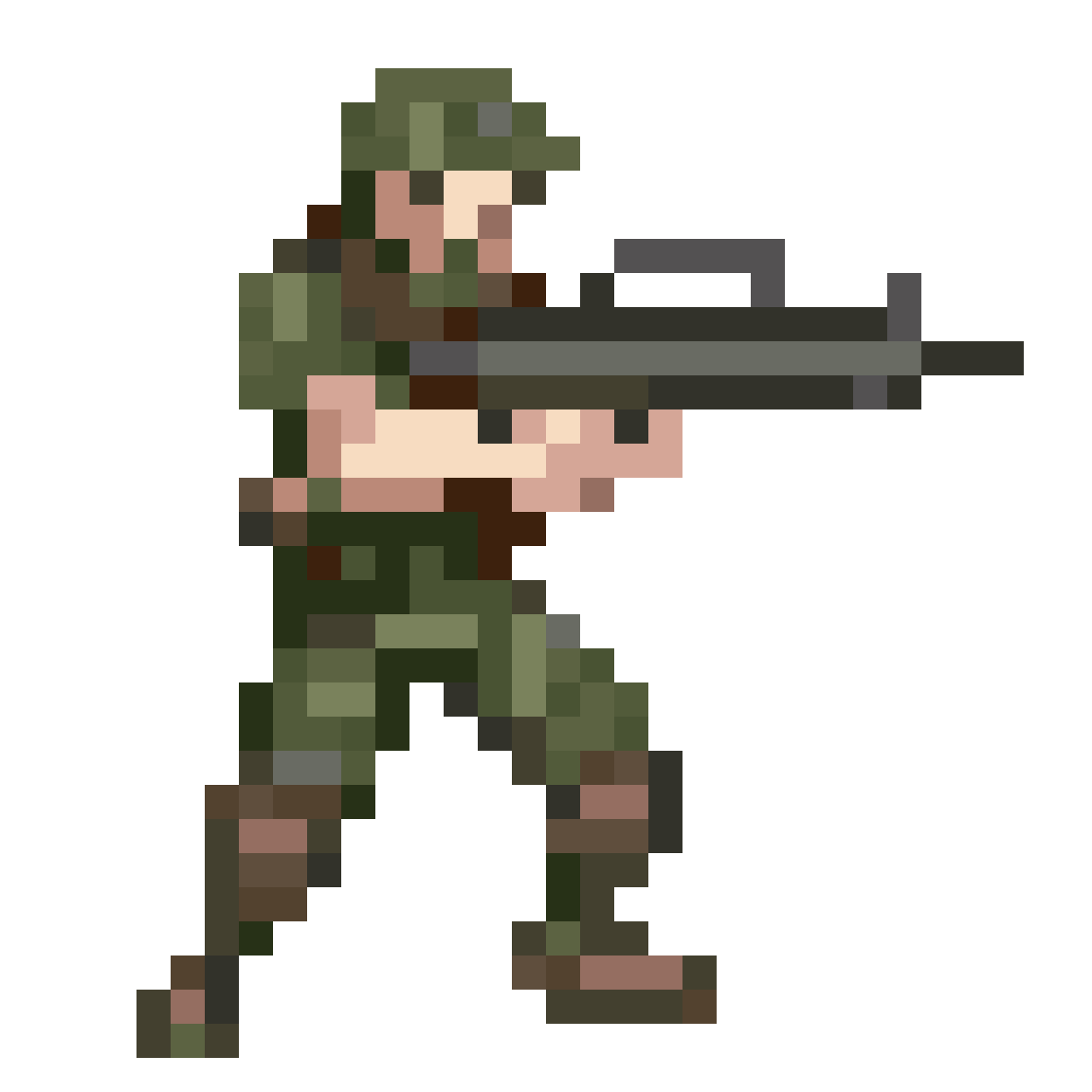 Pixel art soldier with assault rifle pixel art