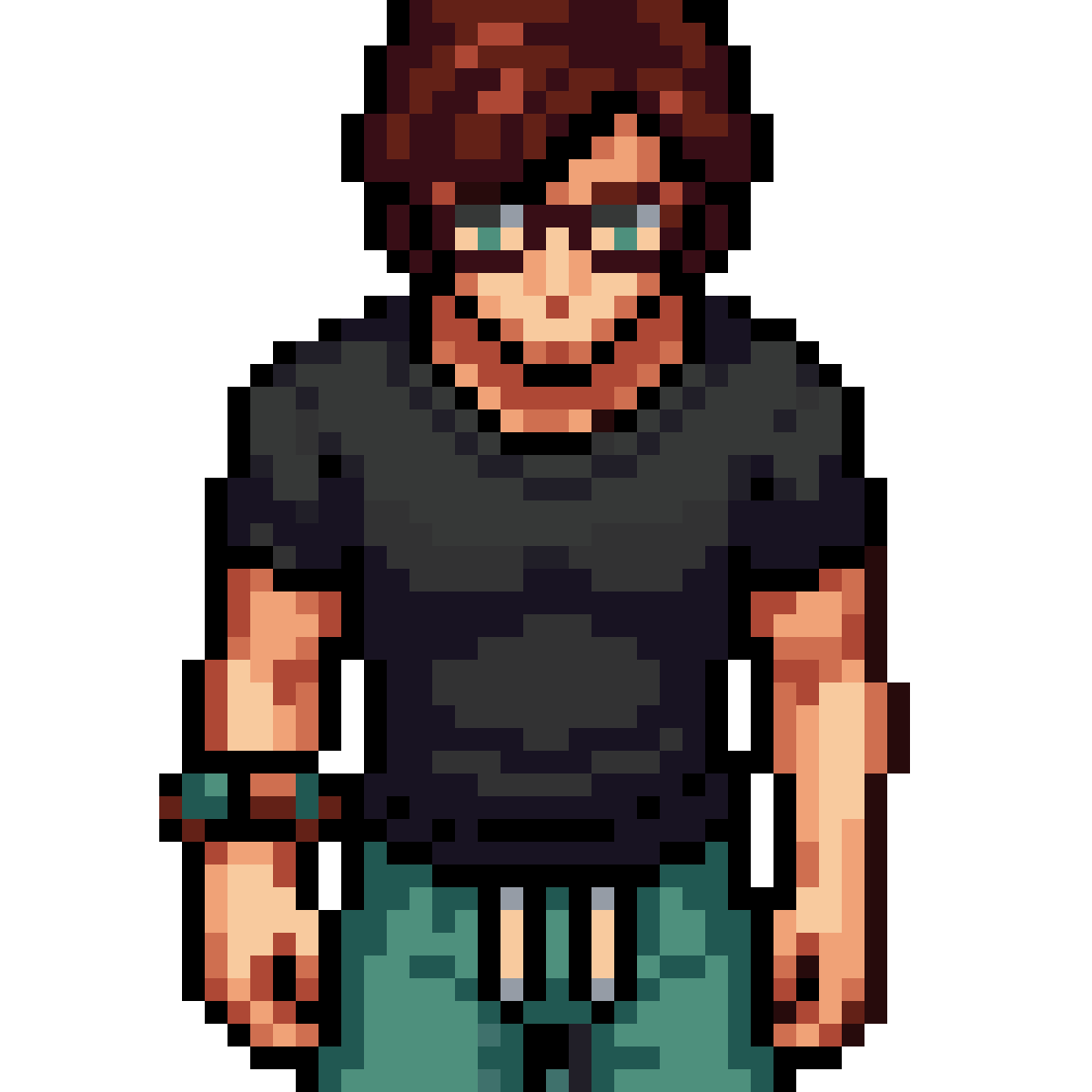 Male character with curly hair pixel art