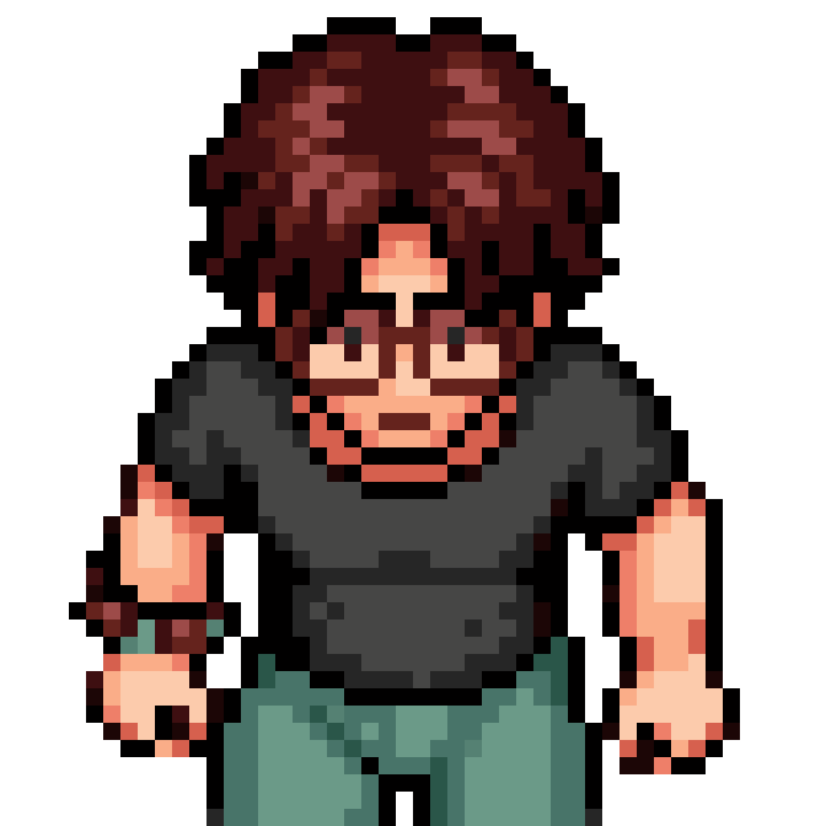 Male character with curly hair pixel art