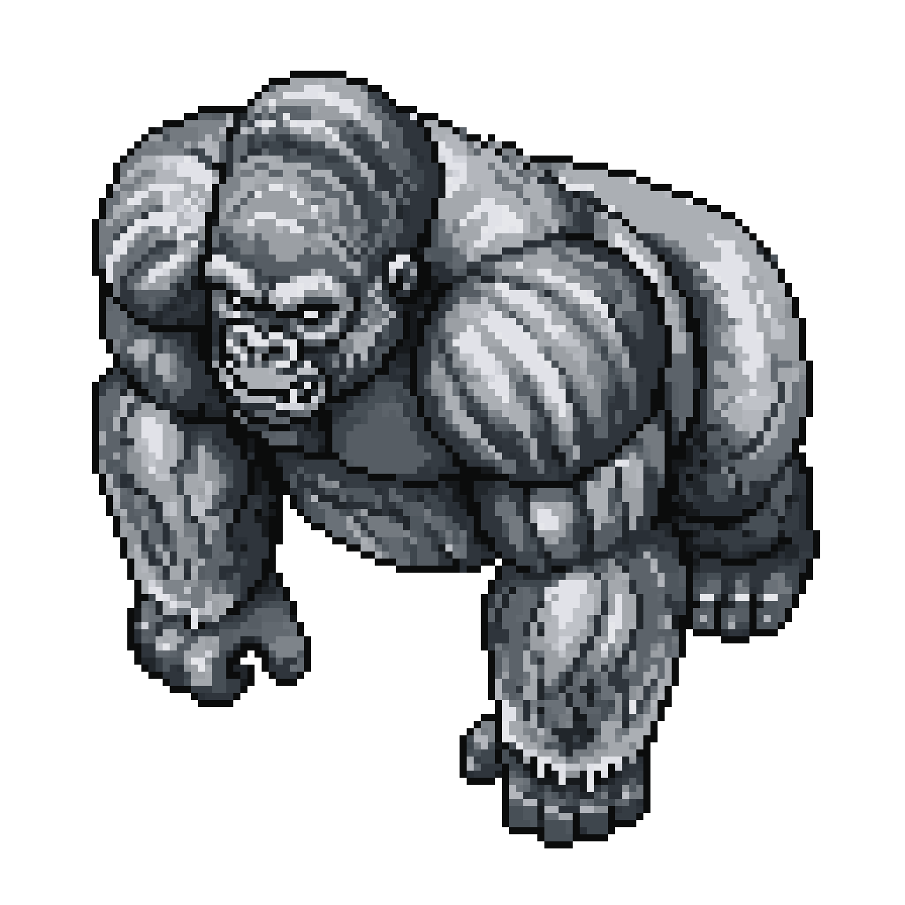 Massive Silverback Gorilla in Intimidating Stance pixel art
