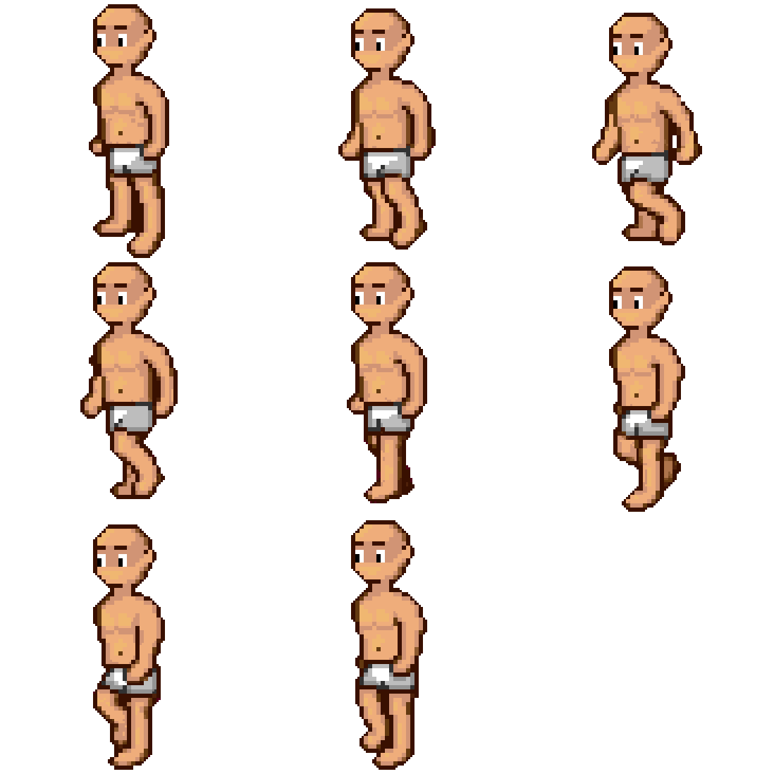 Bare-Chested Character Walking pixel art