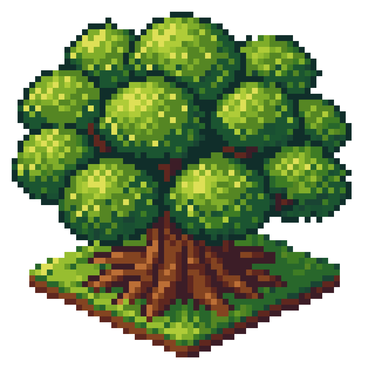 Isometric Peepal Tree with Canopy pixel art