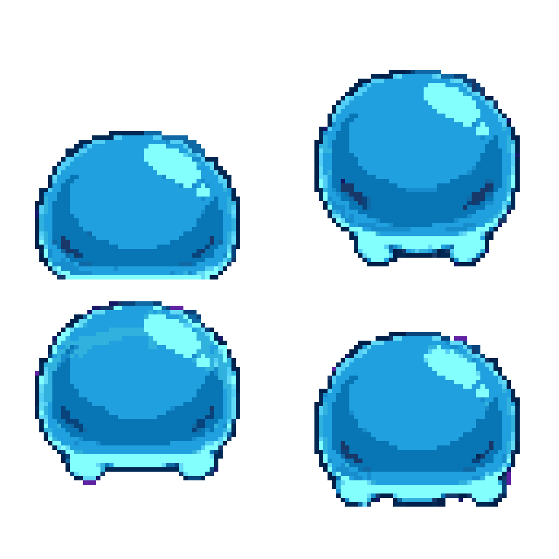 Blue Slime Creature Jumping pixel art