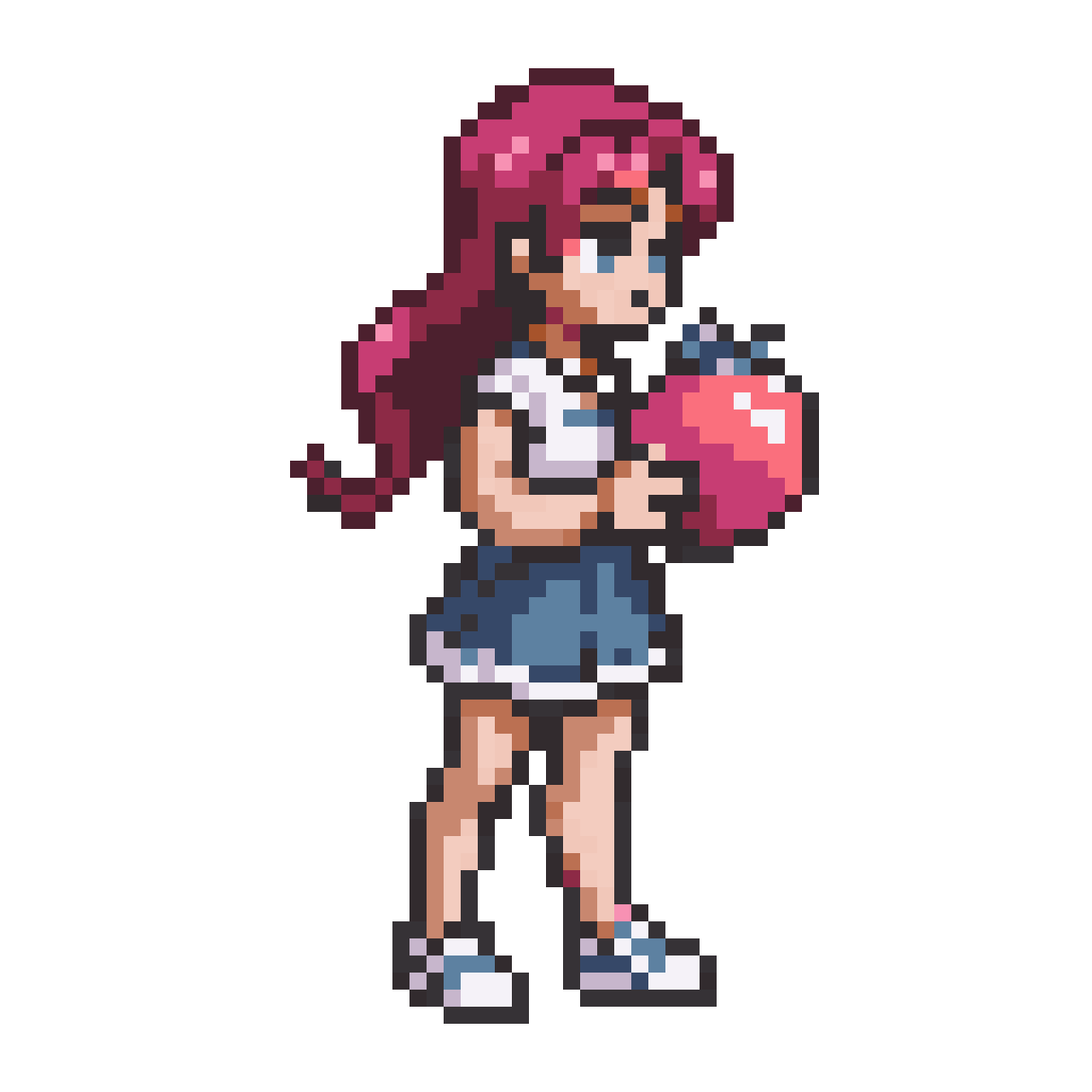 2D platform game character with blonde girl pixel art