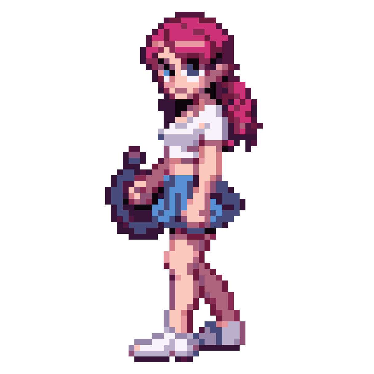 2D platform game character with blonde girl pixel art