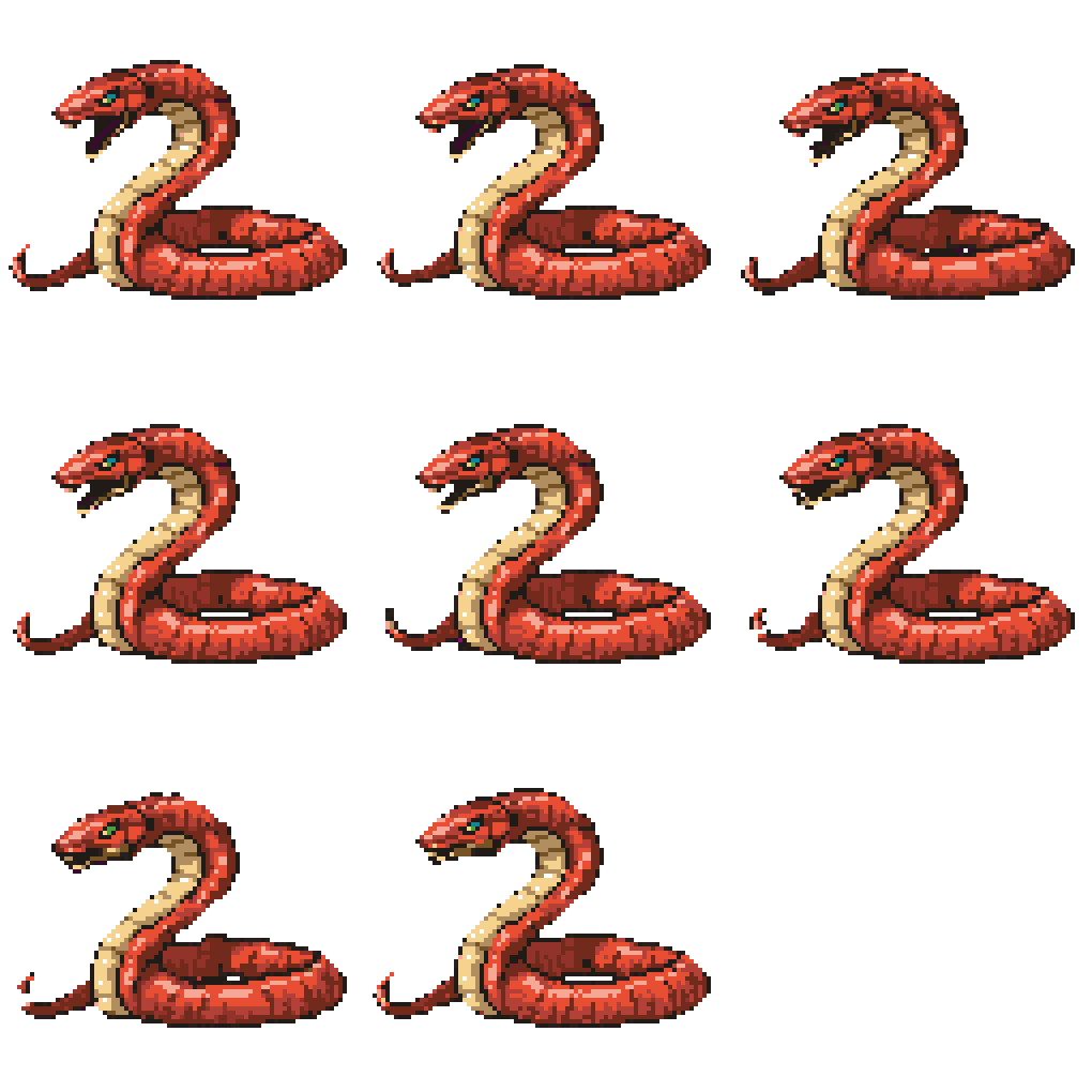 Pixel Art Red Cobra Snake Boss Monster Walking pixel art
