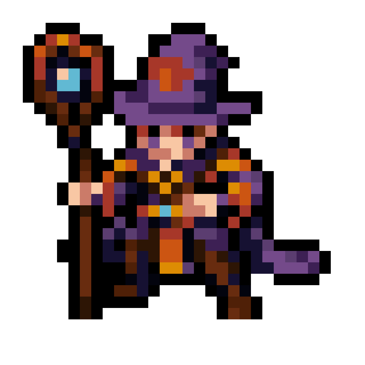 Dark fantasy Wizard with wooden pixel art