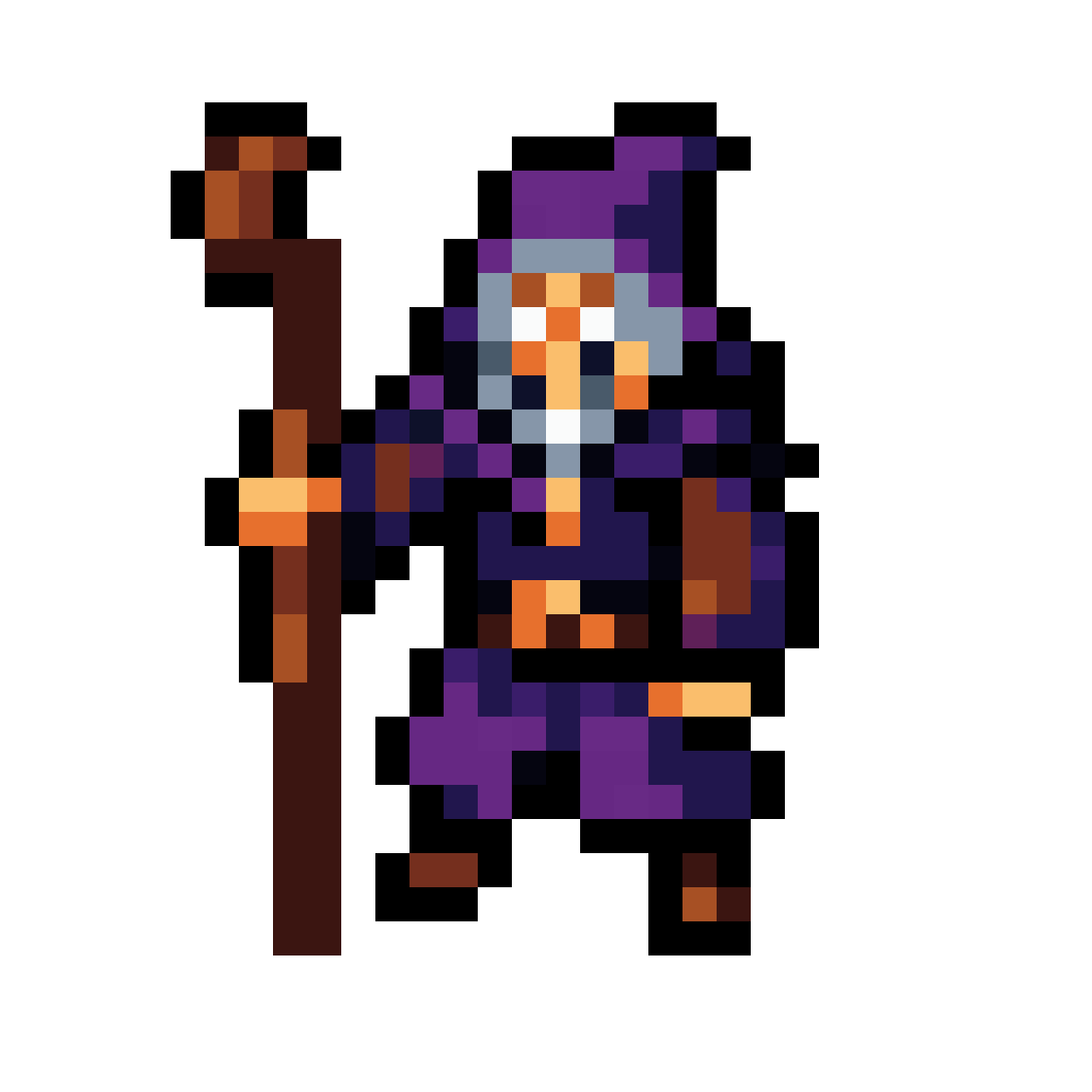Dark fantasy Wizard with wooden pixel art