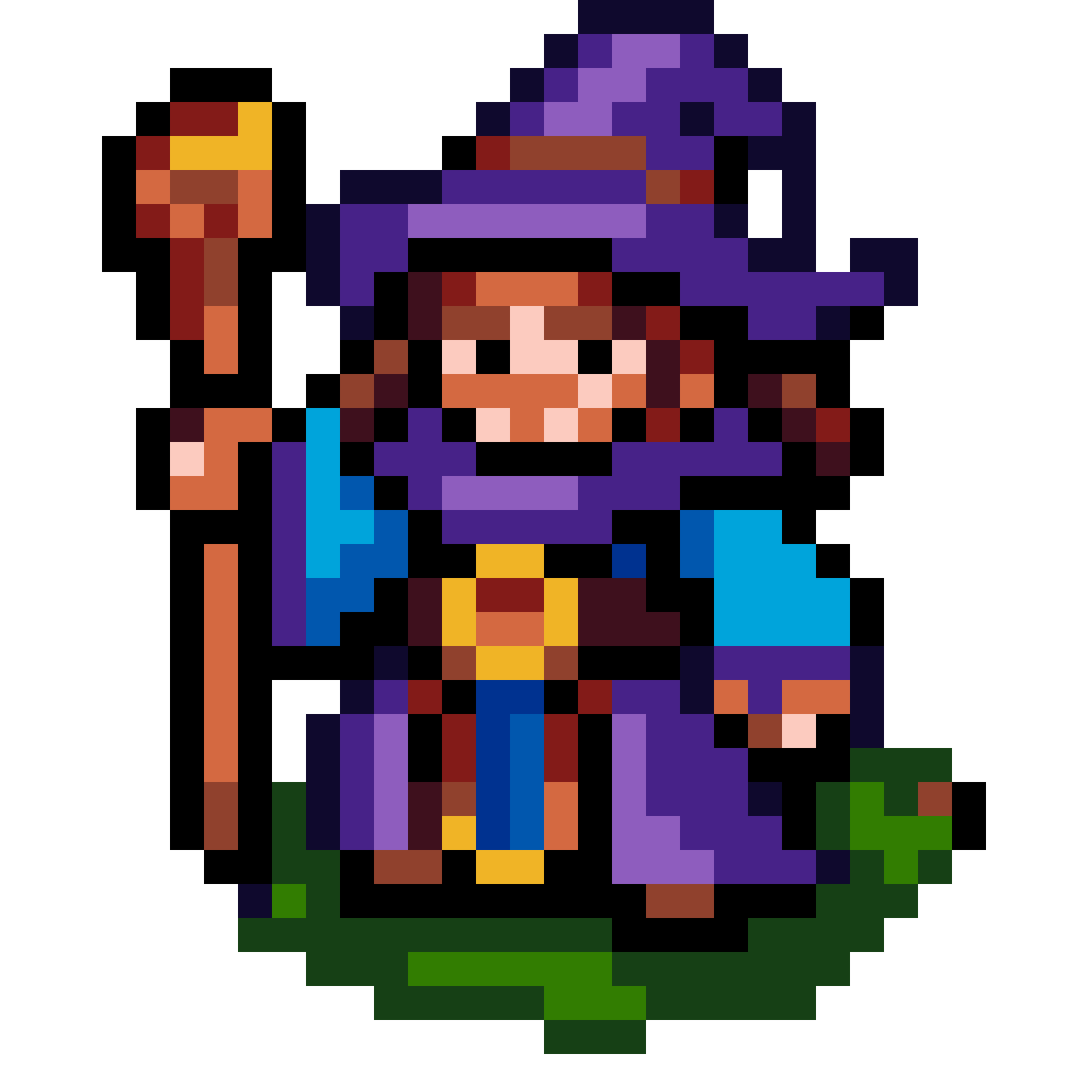 Dark fantasy Wizard with wooden pixel art
