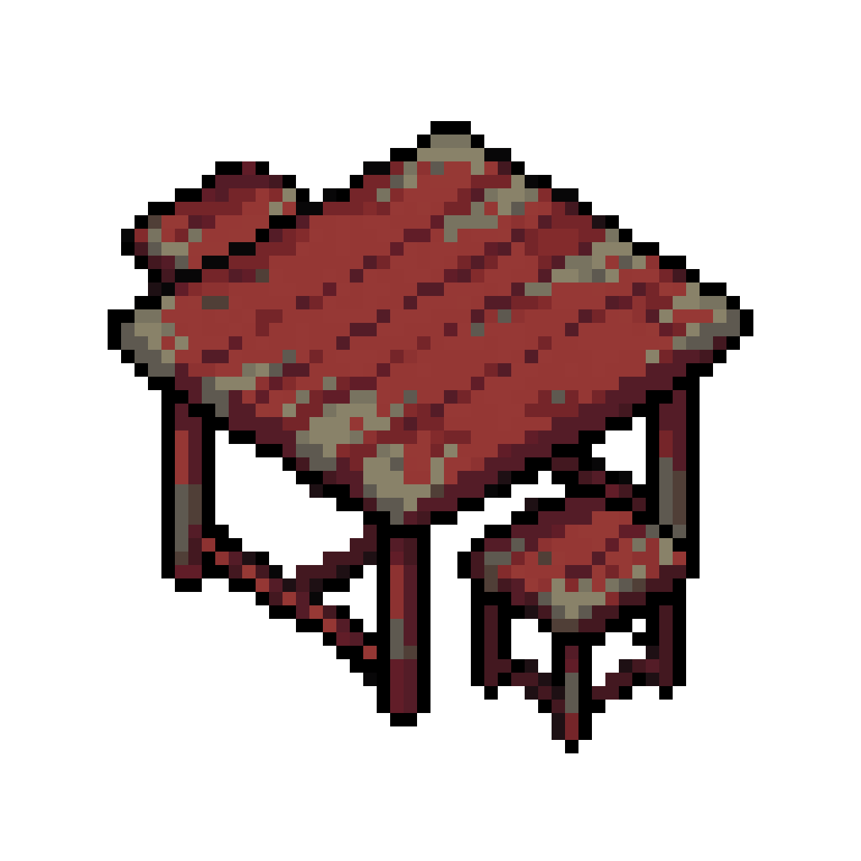 像素画风格，俯视视角，2d，一张红色斑驳桌子 pixel art