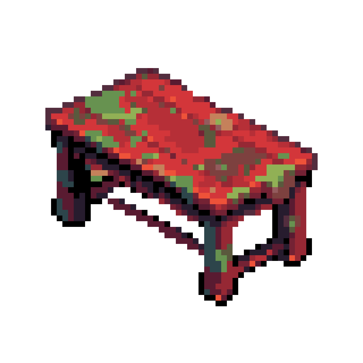 像素画风格，俯视视角，2d，一张红色斑驳桌子 pixel art