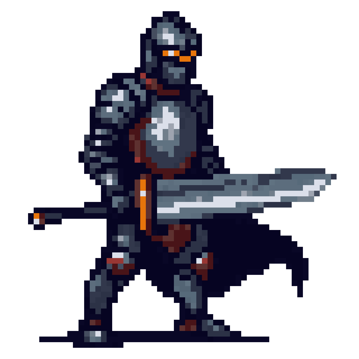 Knight in Rusted Black Armor pixel art