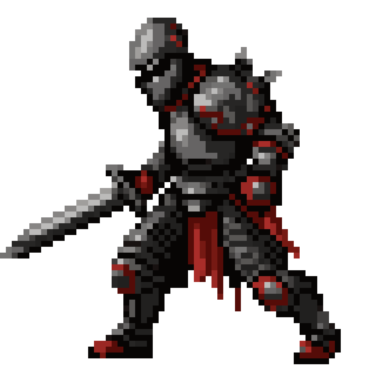 Knight in Rusted Black Armor pixel art