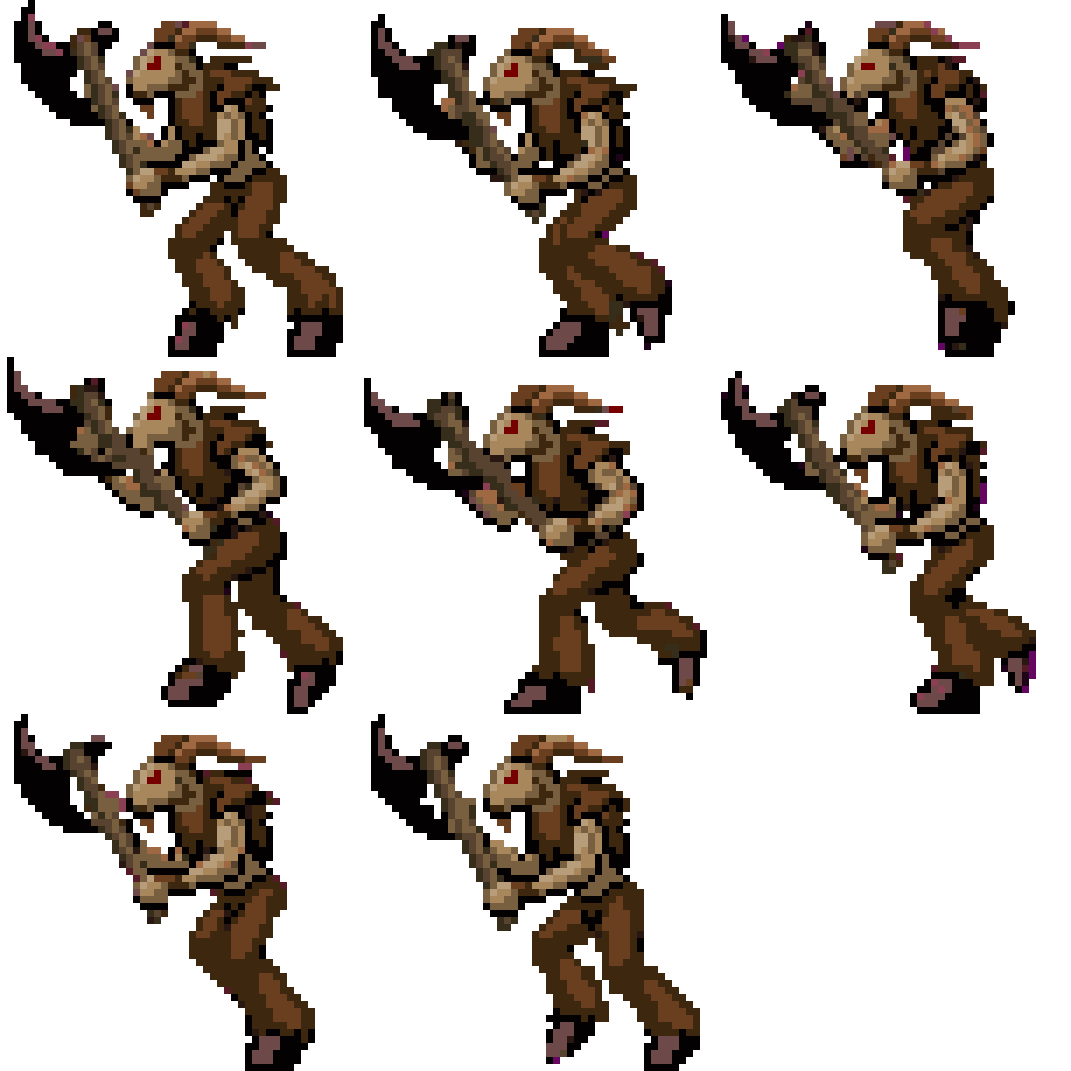 Hunched Beastman Warrior Running pixel art
