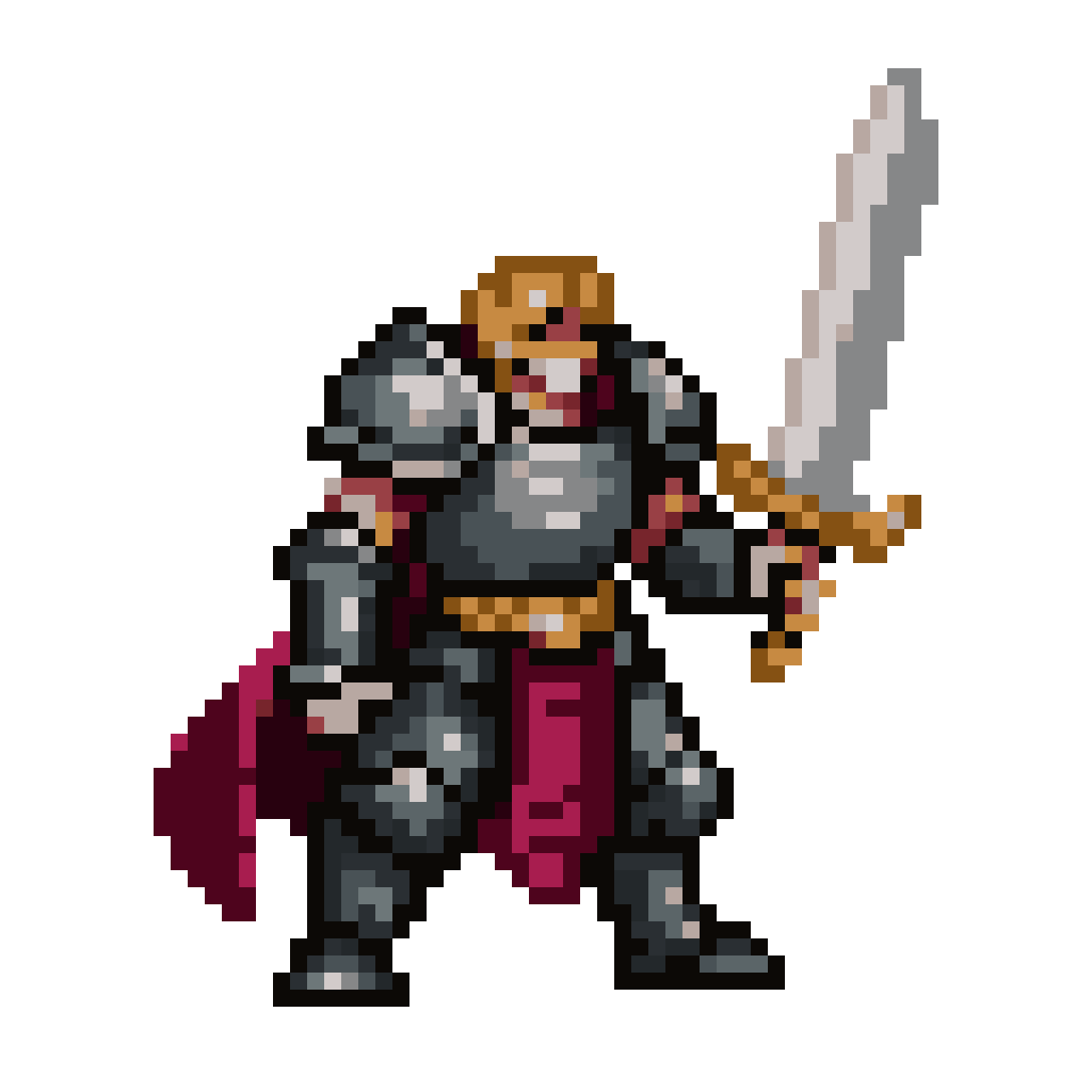 Brave Male Warrior with Greatsword pixel art