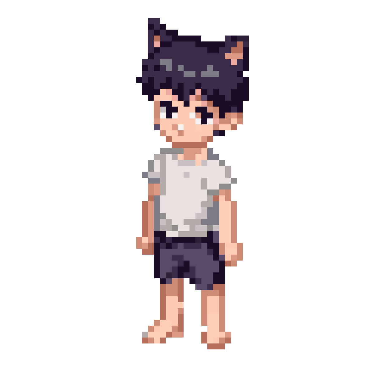 tall boy with black cat ears pixel art