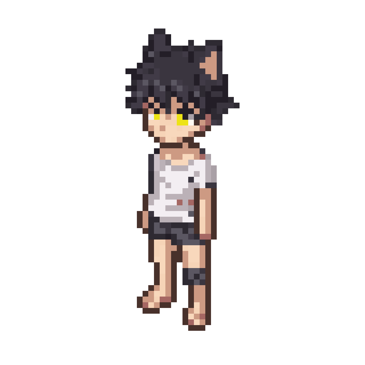 Tall Boy with Black Cat Ears pixel art
