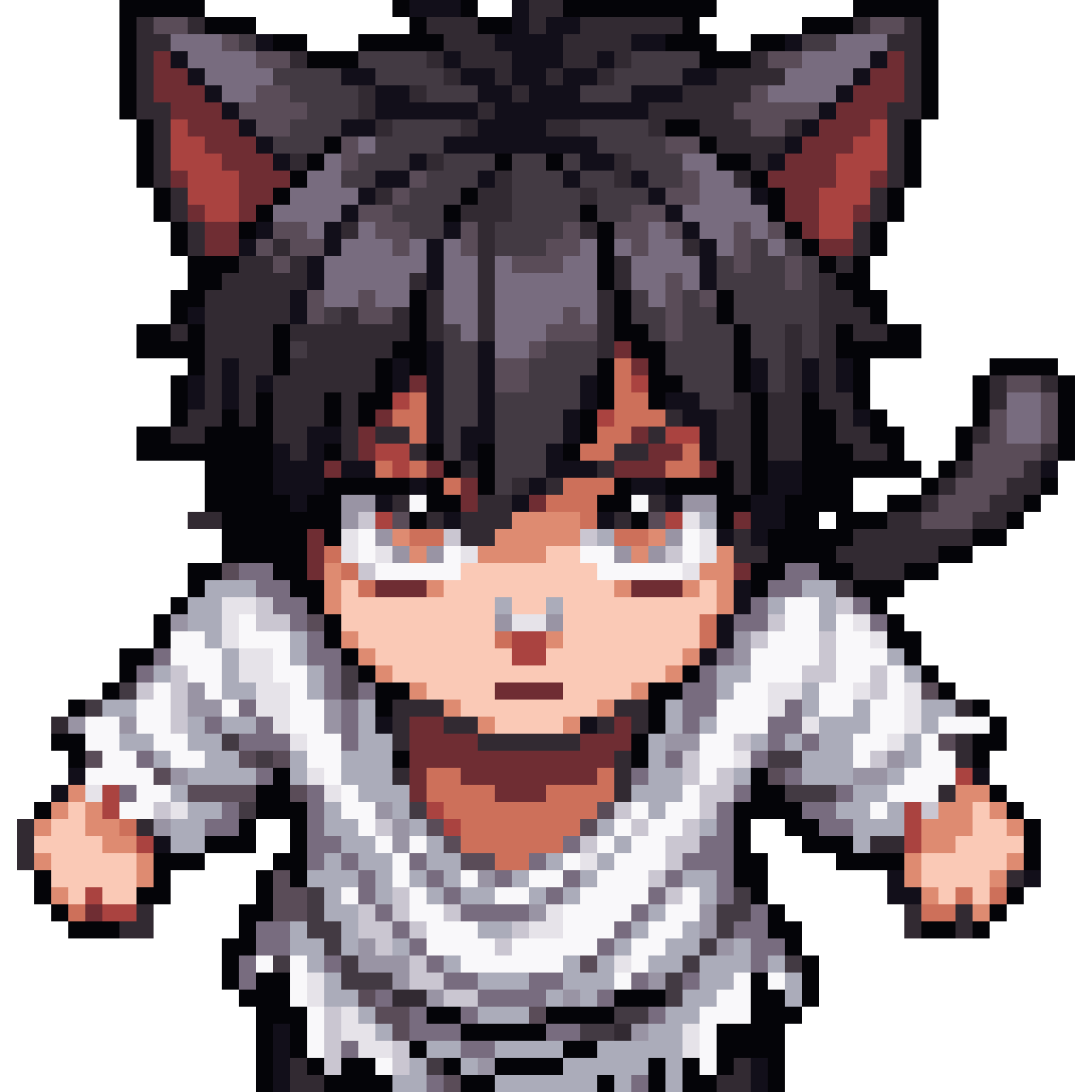 tall boy with black cat ears pixel art