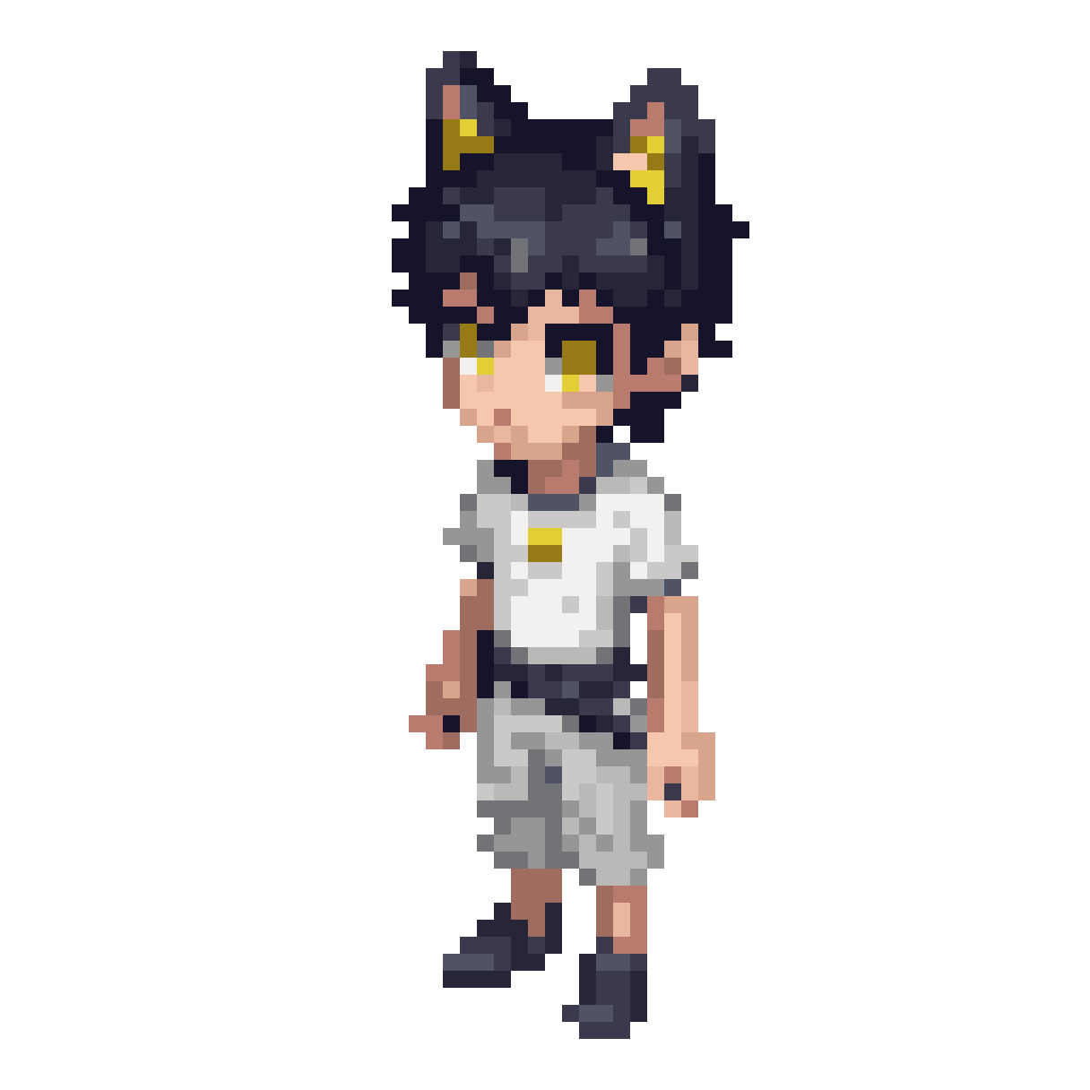 tall boy with black cat ears pixel art