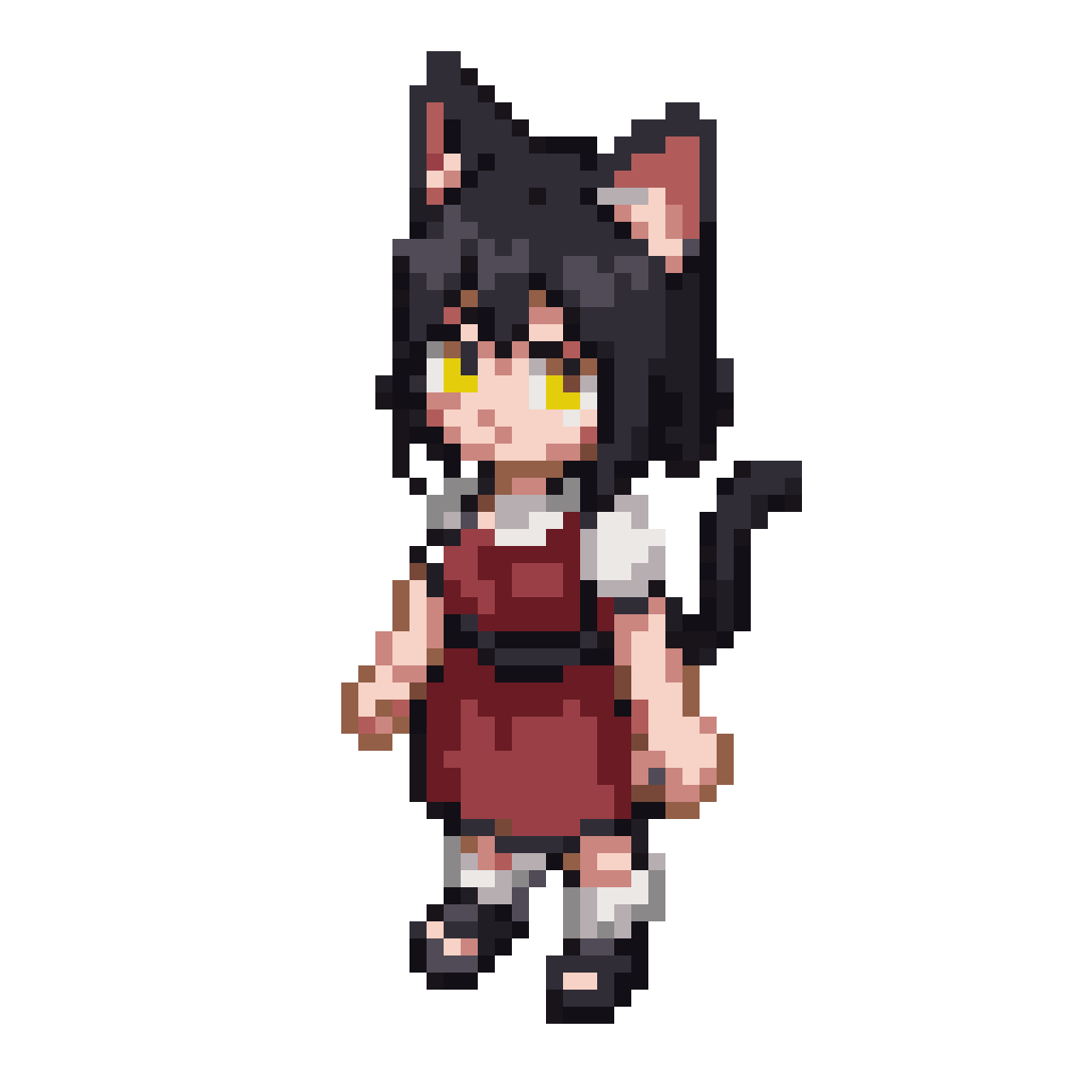 Catgirl with Black Cat Ears pixel art