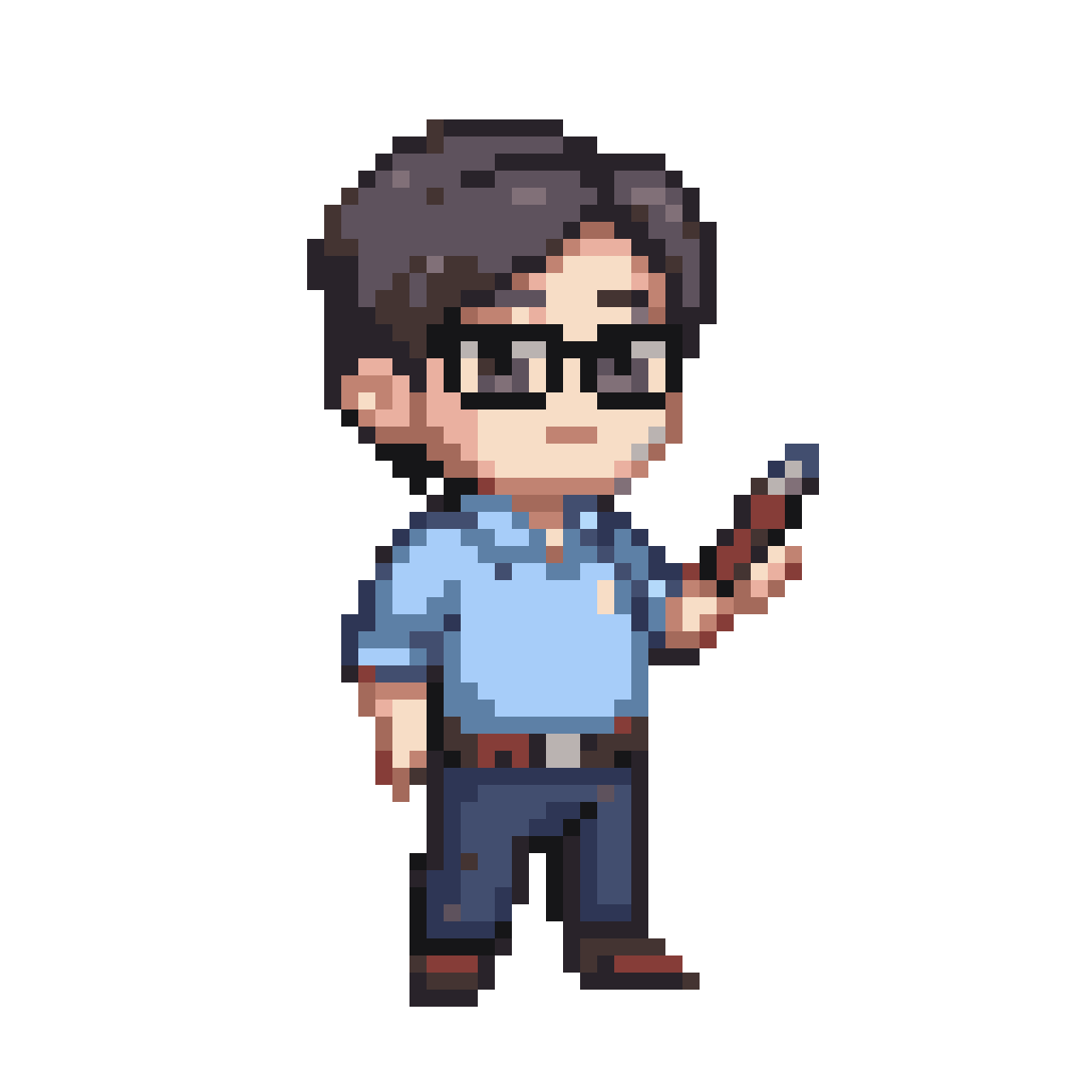 Chibi Teacher with Blue Shirt pixel art