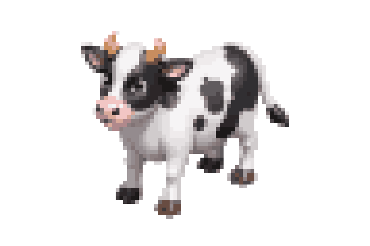Black and White Spotted Holstein Cow pixel art