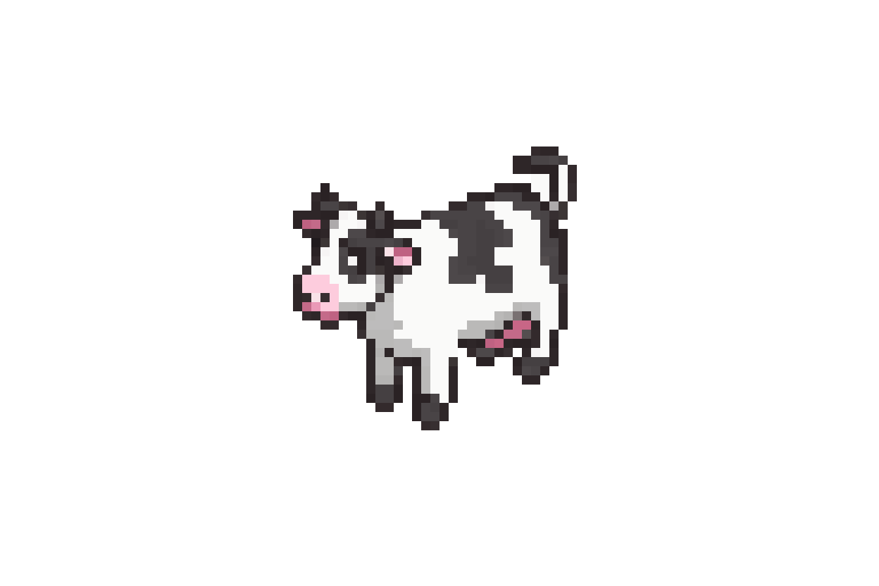 Black and White Spotted Holstein Cow pixel art