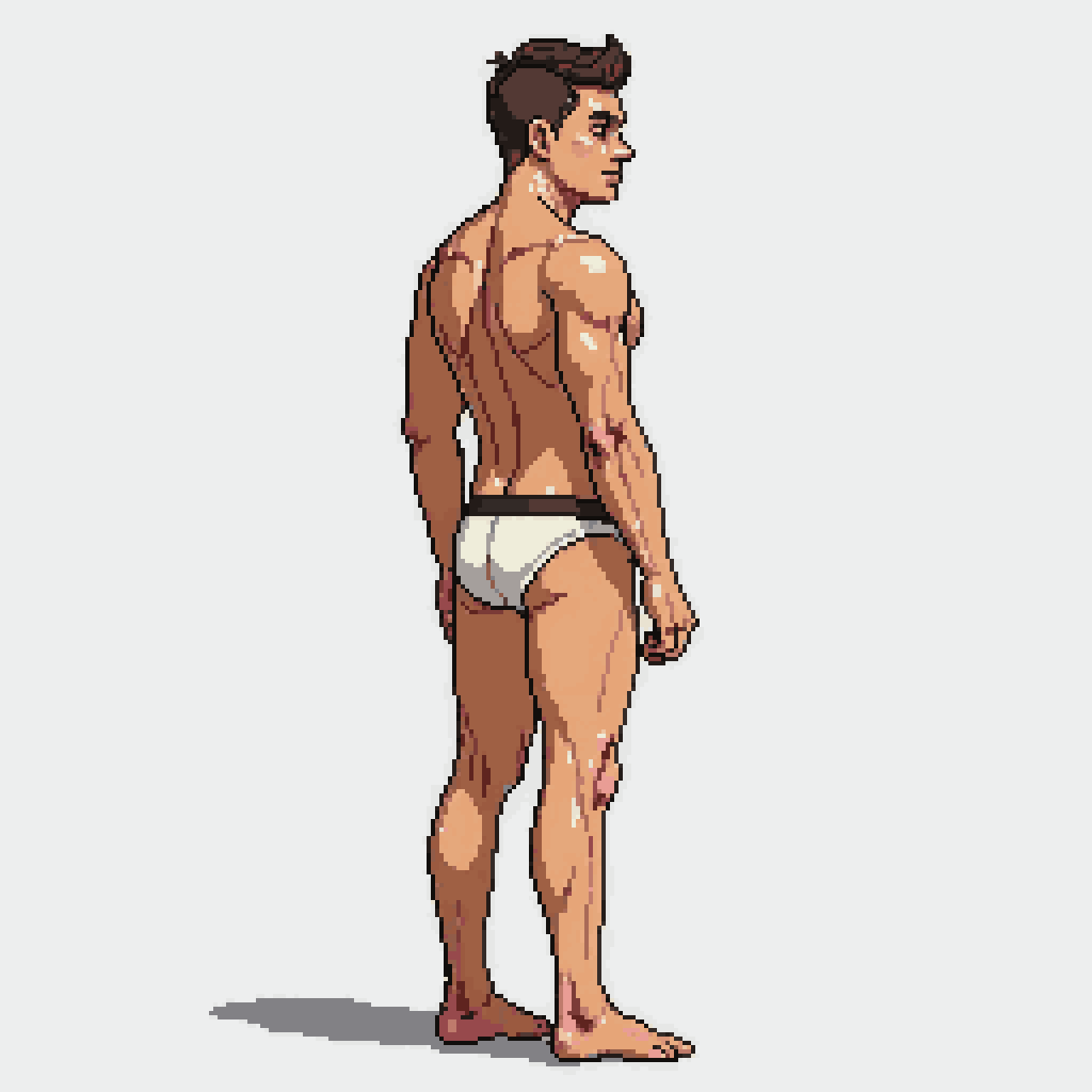male character in underwear pixel art
