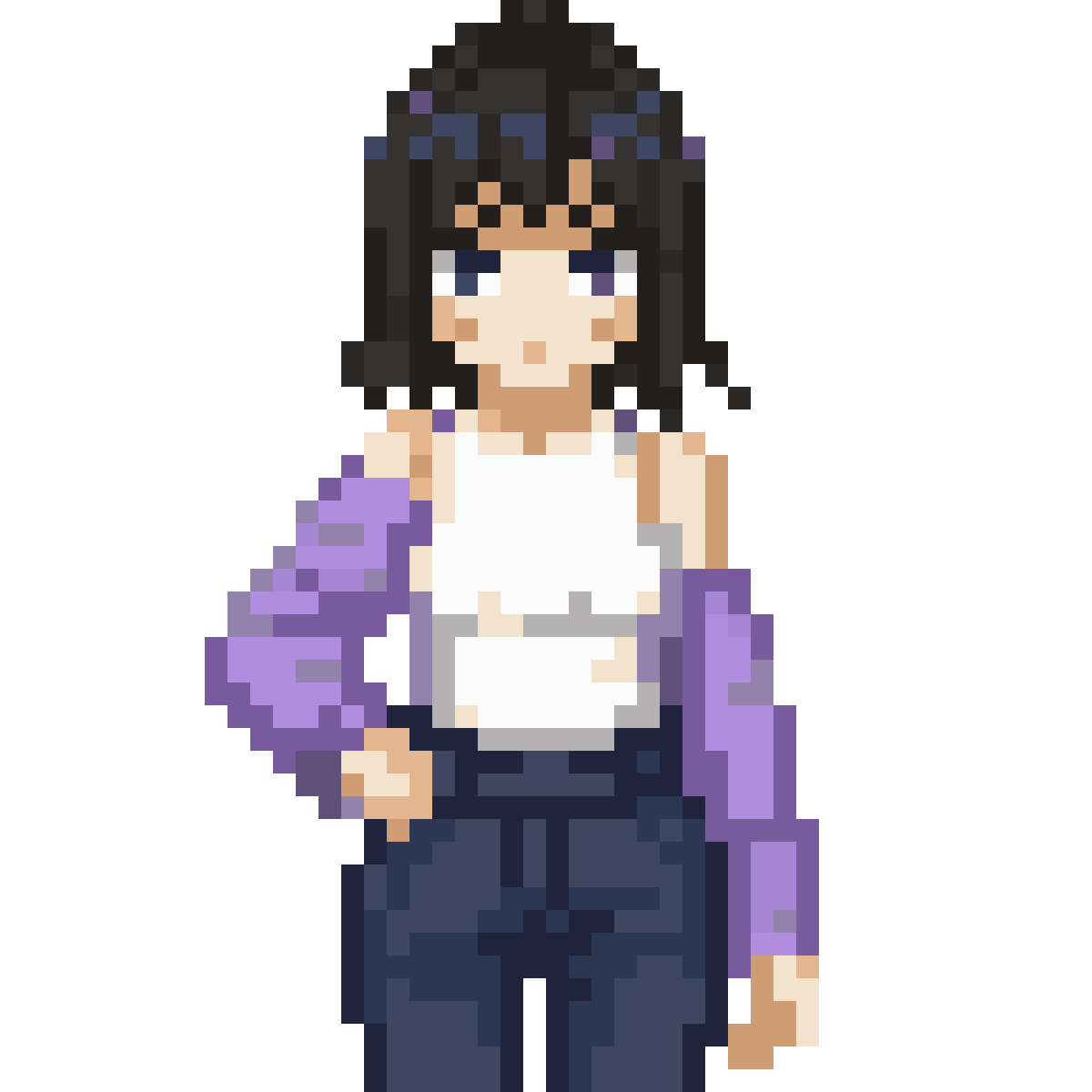 girl character with black hair pixel art