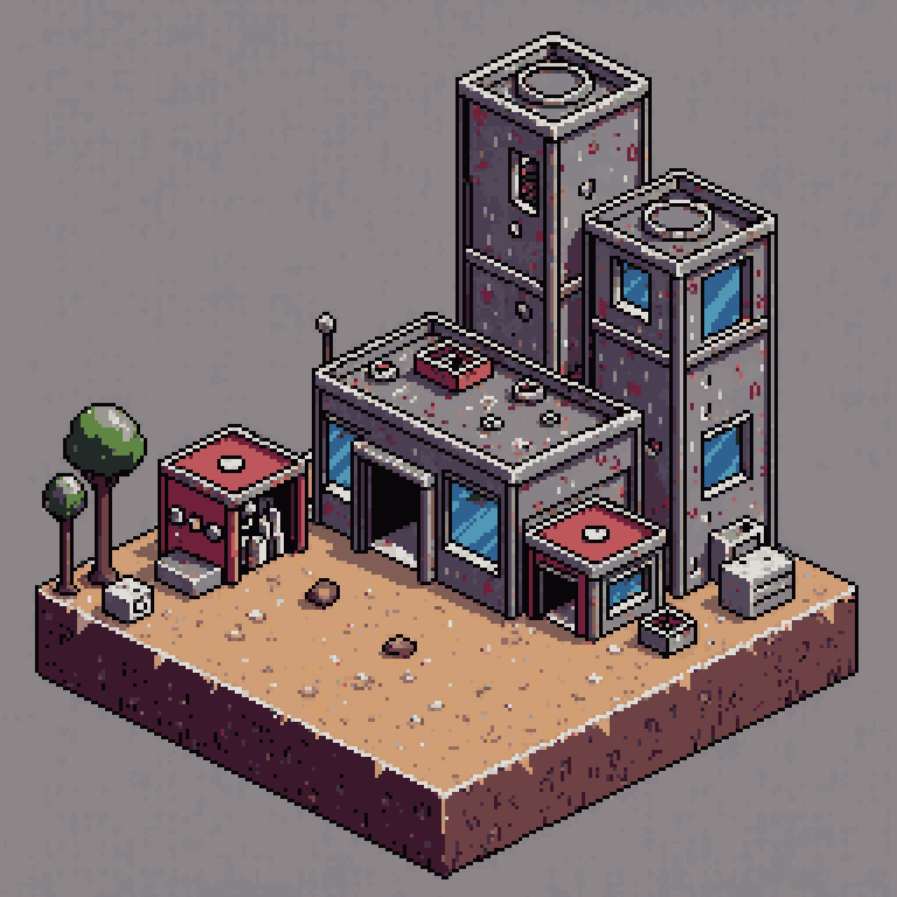 Isometric Apocalyptic Radiation World pixel art