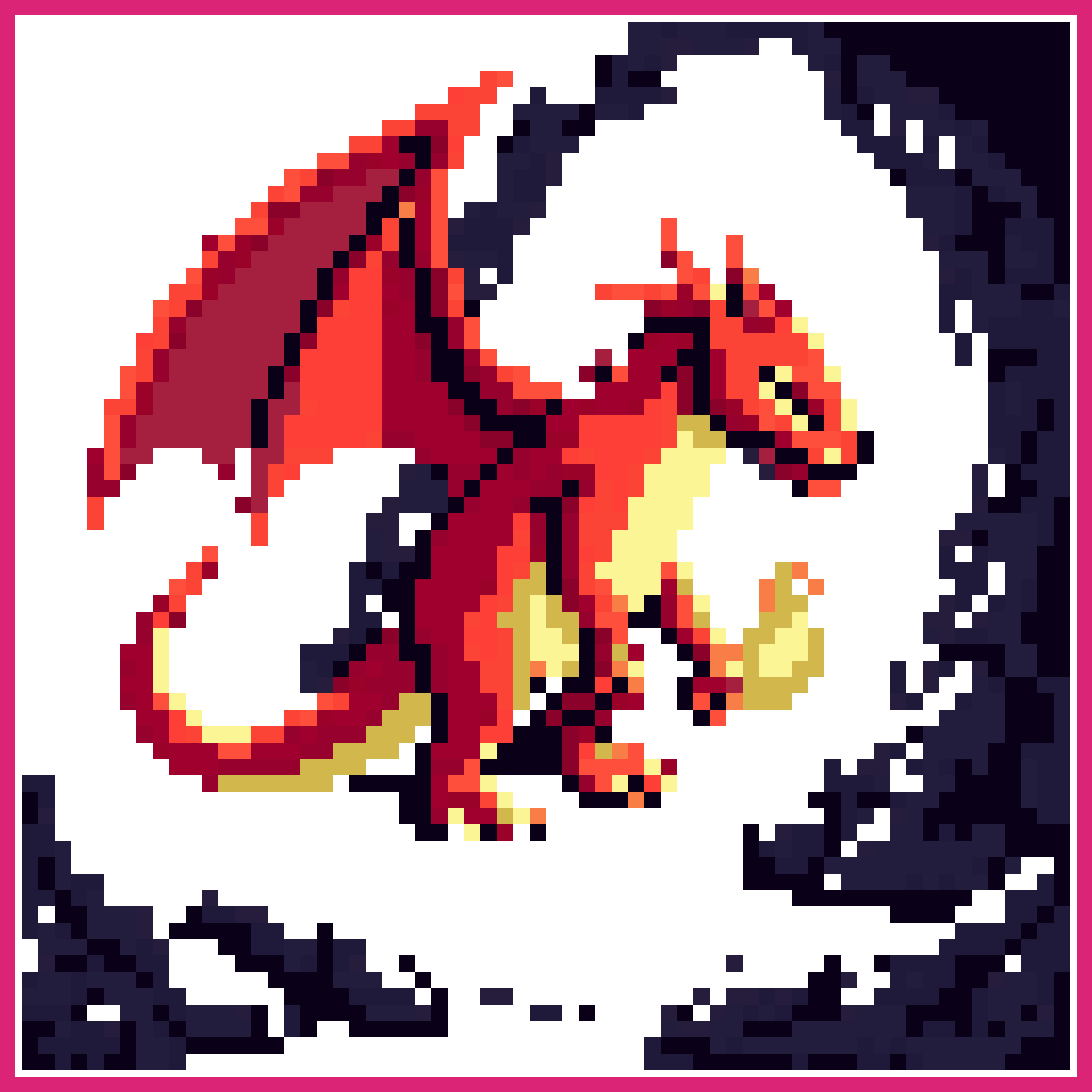 red fire breathing dragon exits cave