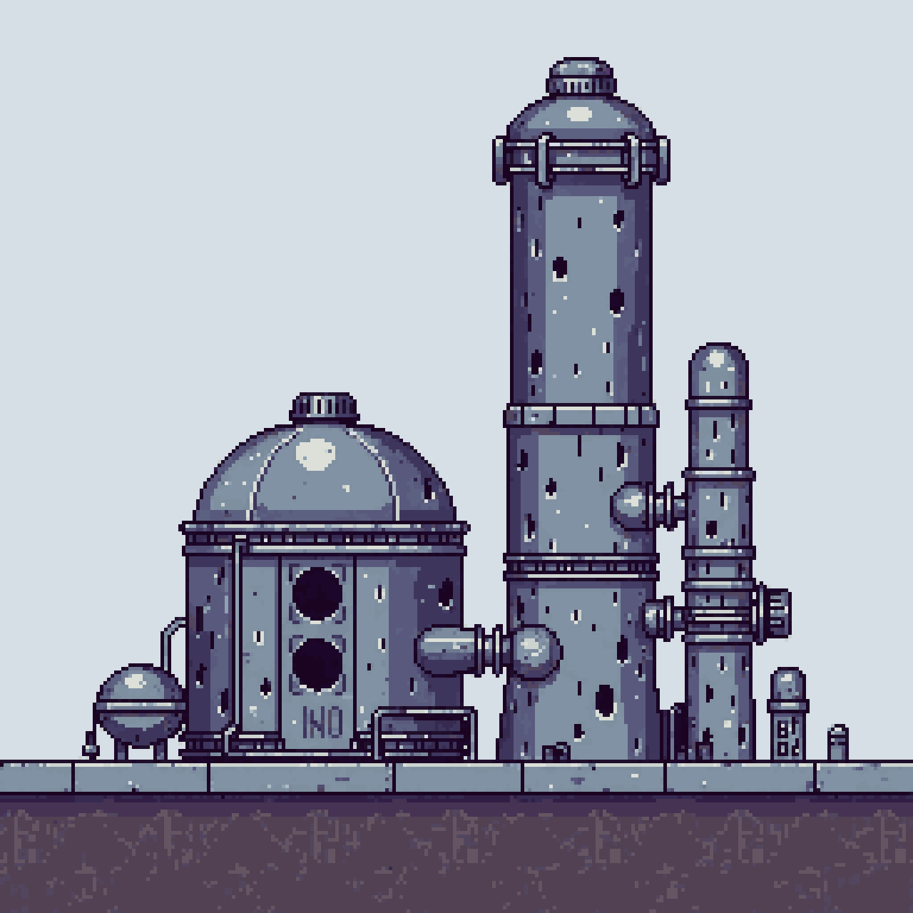 Sci-Fi Resource Refinery Sprite pixel art