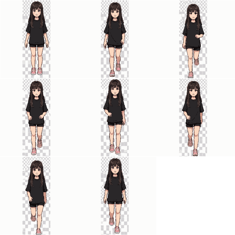 Casual Girl Character Running pixel art