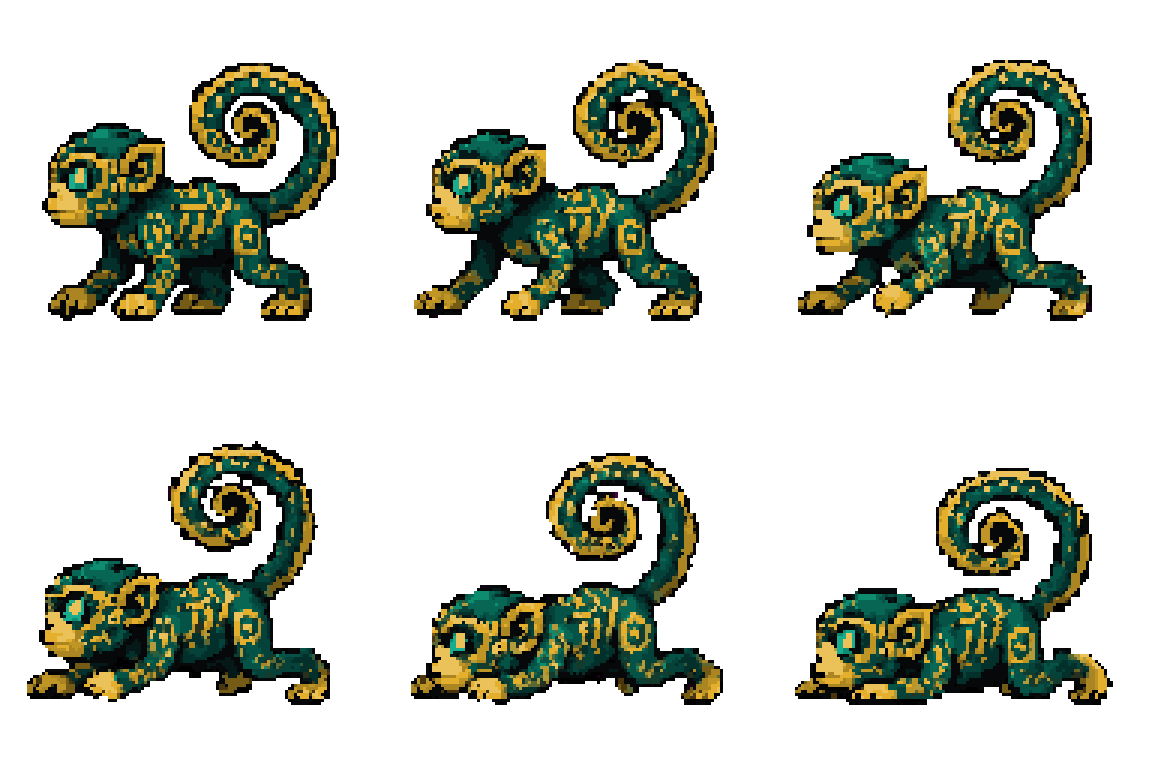 Decorative Green Monkey Dying pixel art