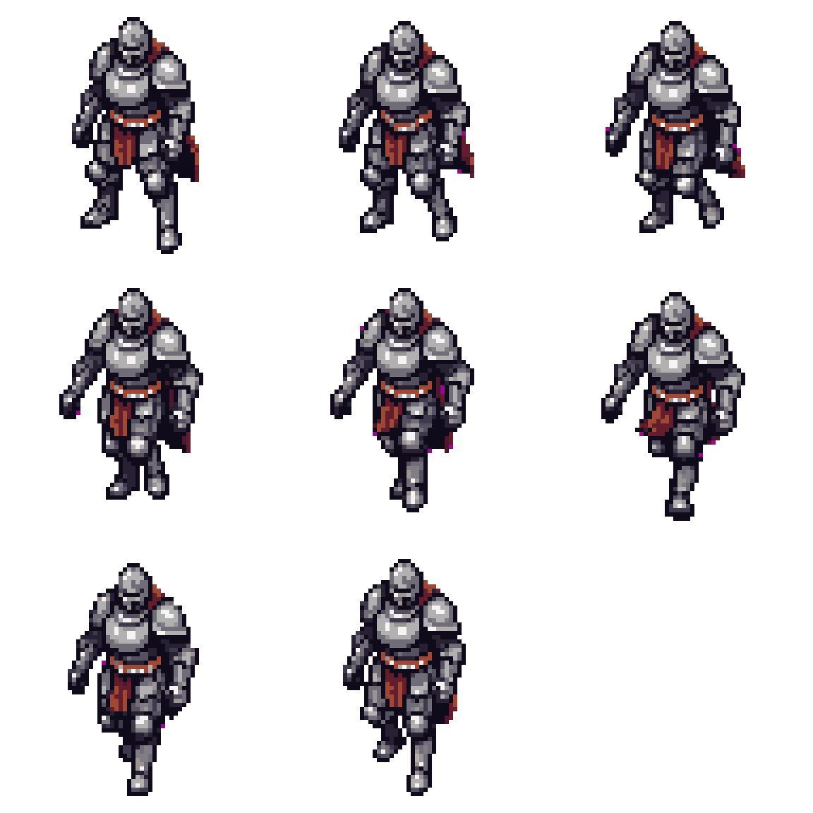 Armored Knight Walking pixel art