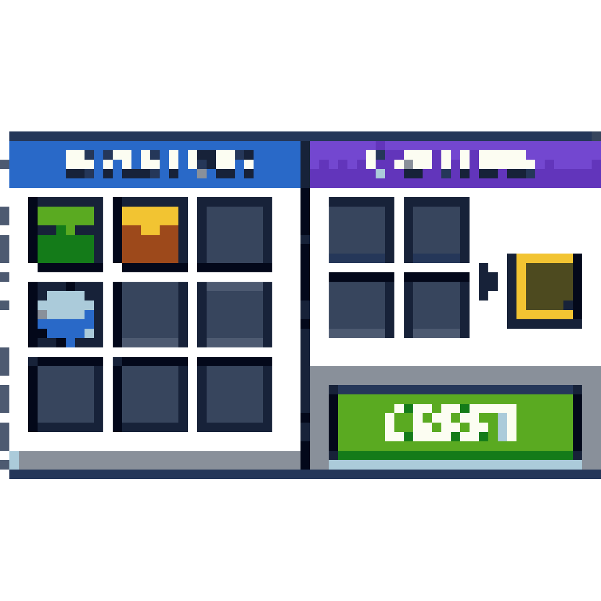 HUD Design for Inventory Crafting System pixel art