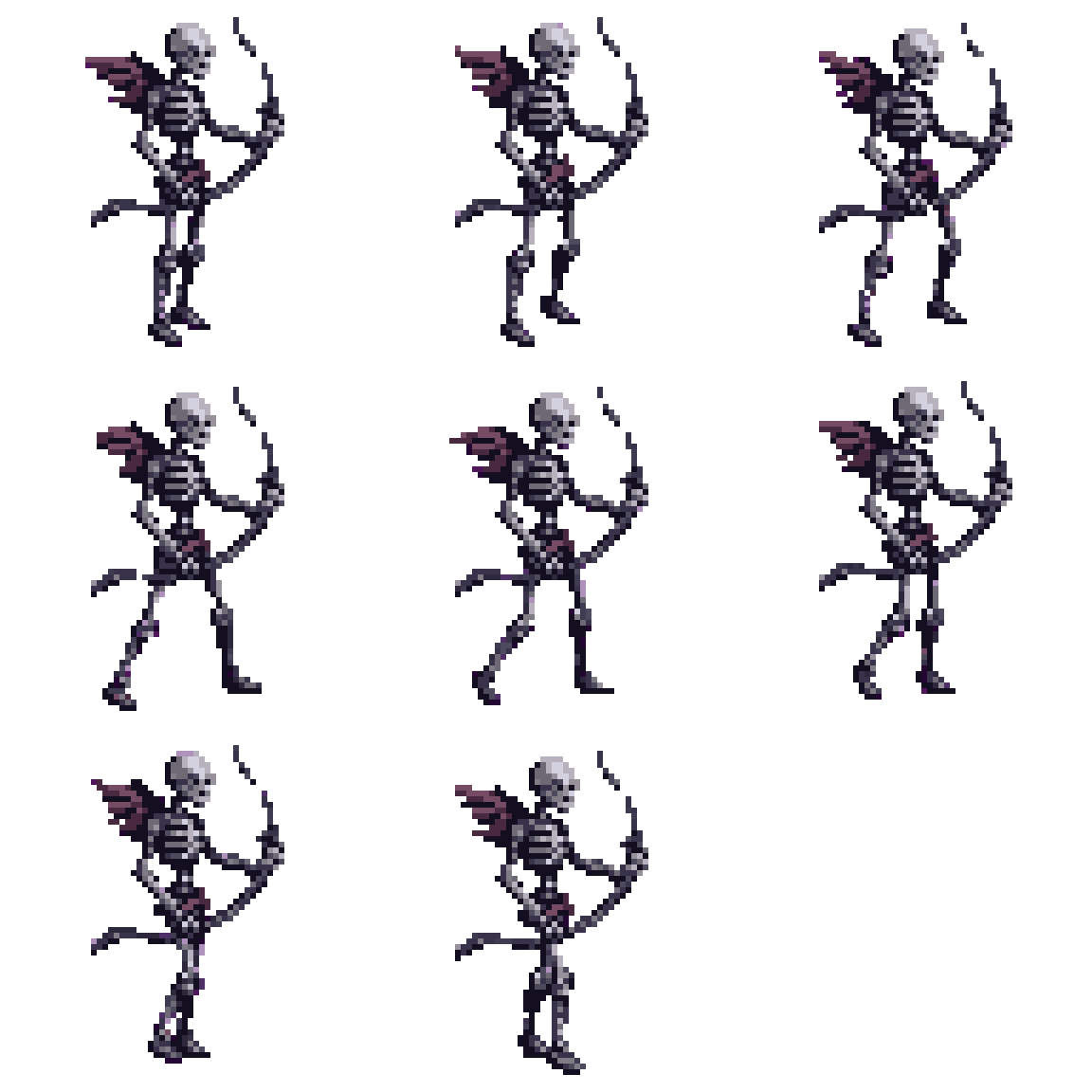 skeleton archer Walking pixel art