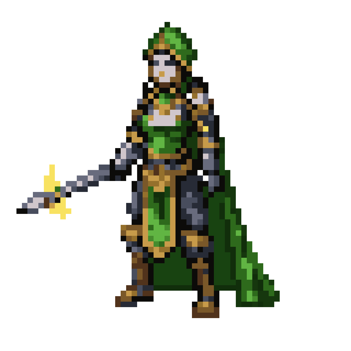 Female Knight in Ornate Green Armor pixel art