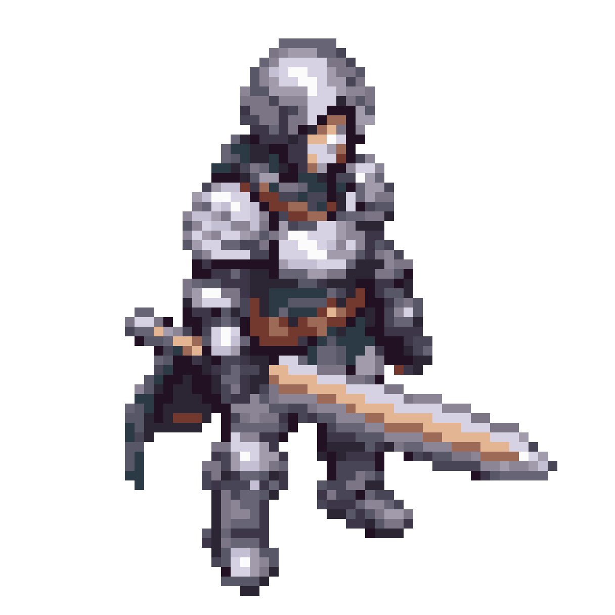 Female Plasmoid Paladin with Spear pixel art