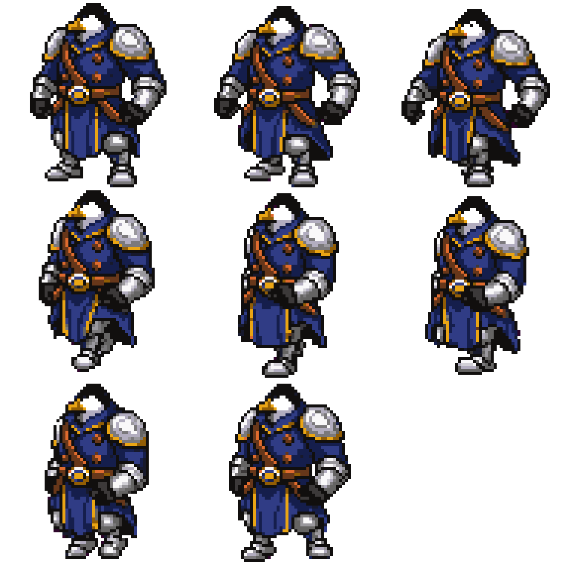Armored Penguin Knight Running pixel art