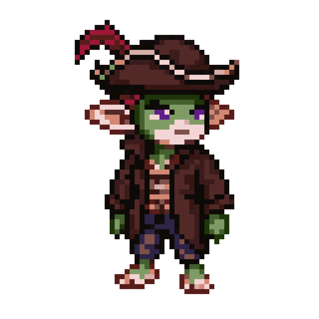 Small Goblin in Trenchcoat and Pirate Hat pixel art