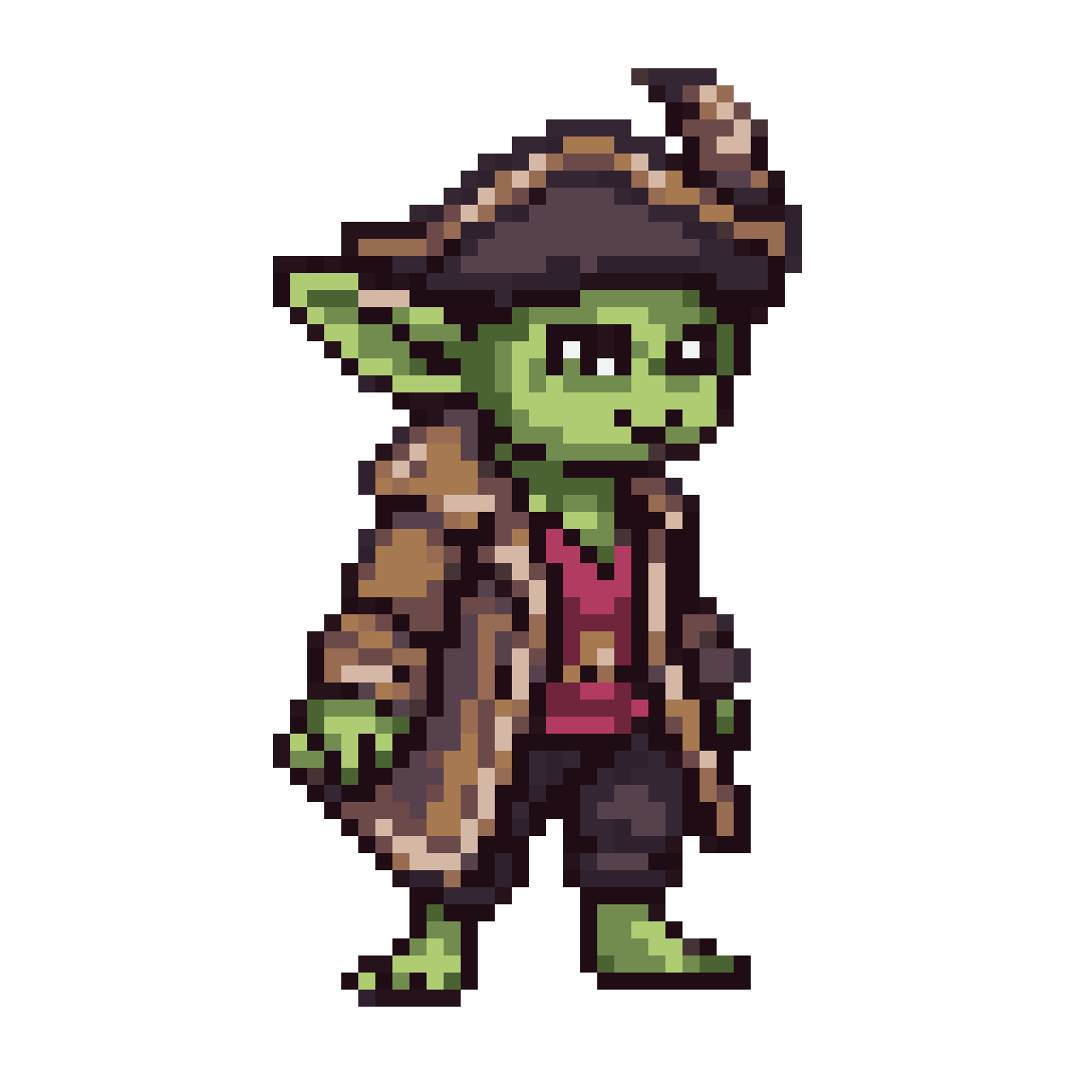 Small Goblin in Trenchcoat and Pirate Hat pixel art
