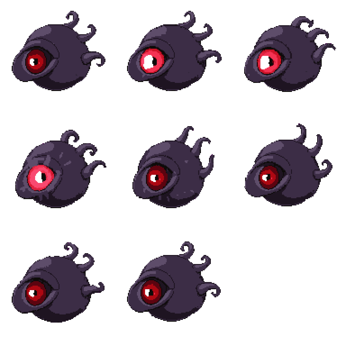 eye with tentacles and red pupil Attacking pixel art