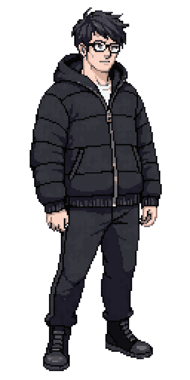 Realistic Human in Puffer Jacket pixel art