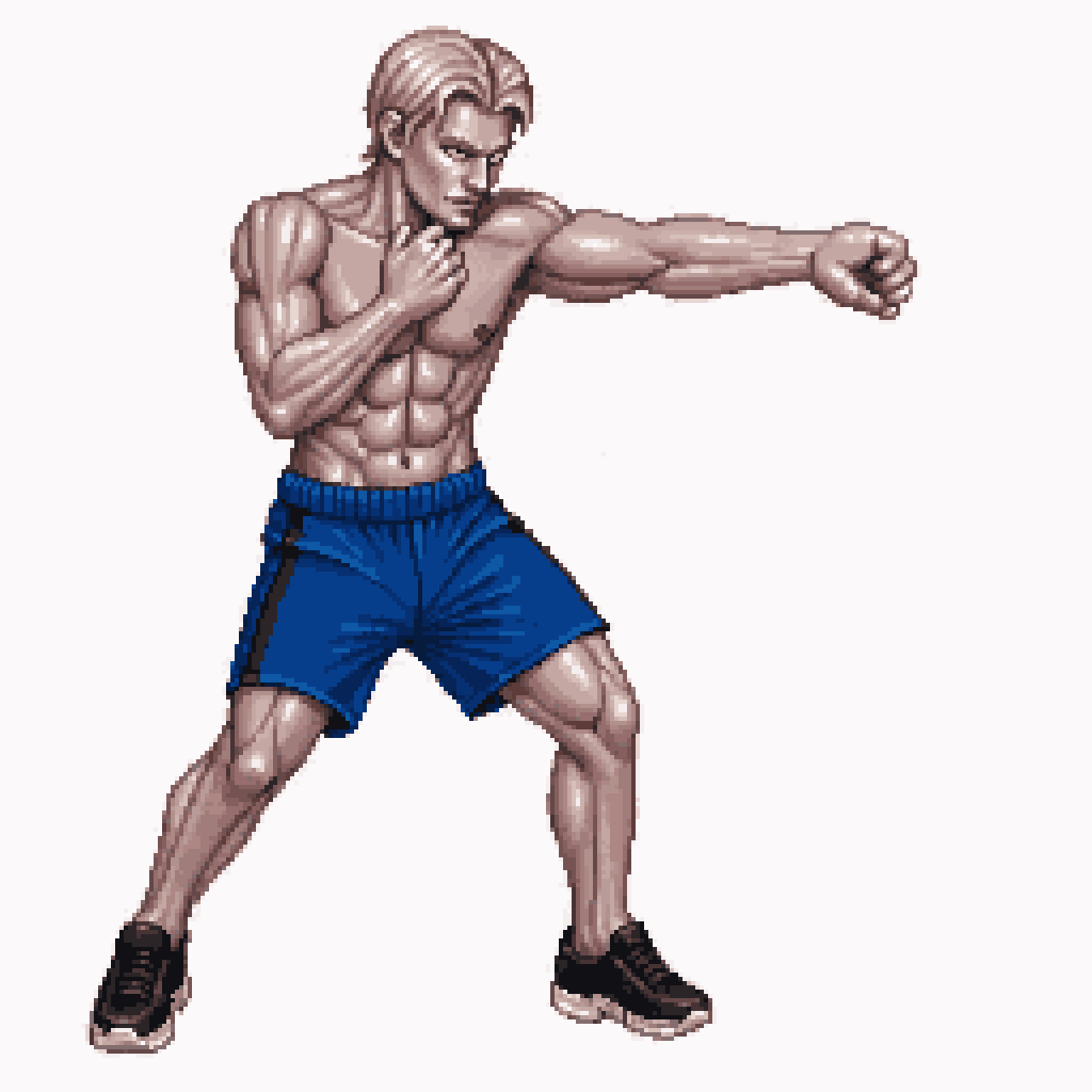 Muscular Blond Male Boxer pixel art