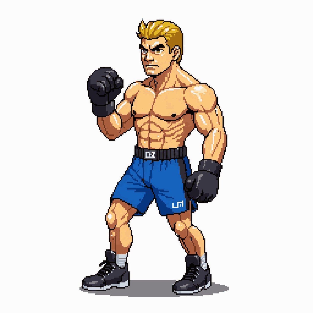Muscular Blond Male Boxer pixel art