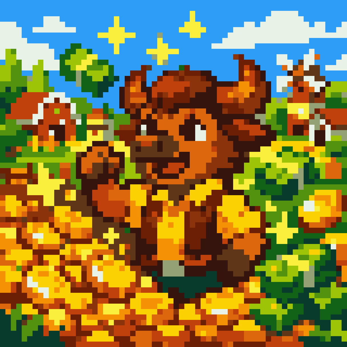 Cute Buffalo Boy in Vibrant Farm pixel art