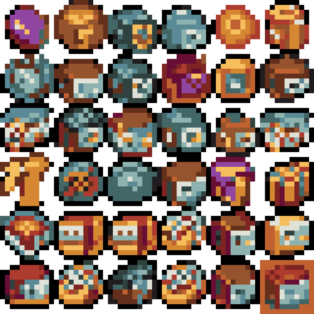 package of 70 items in squares pixel art